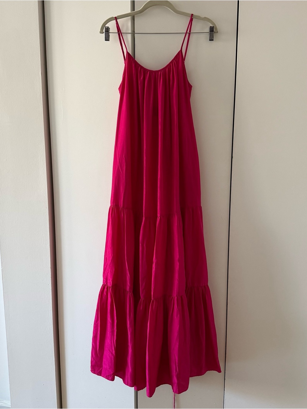 Banana republic Women's Fuchsia Tiered Maxi Dress - Sleeveless Spaghetti Strap S